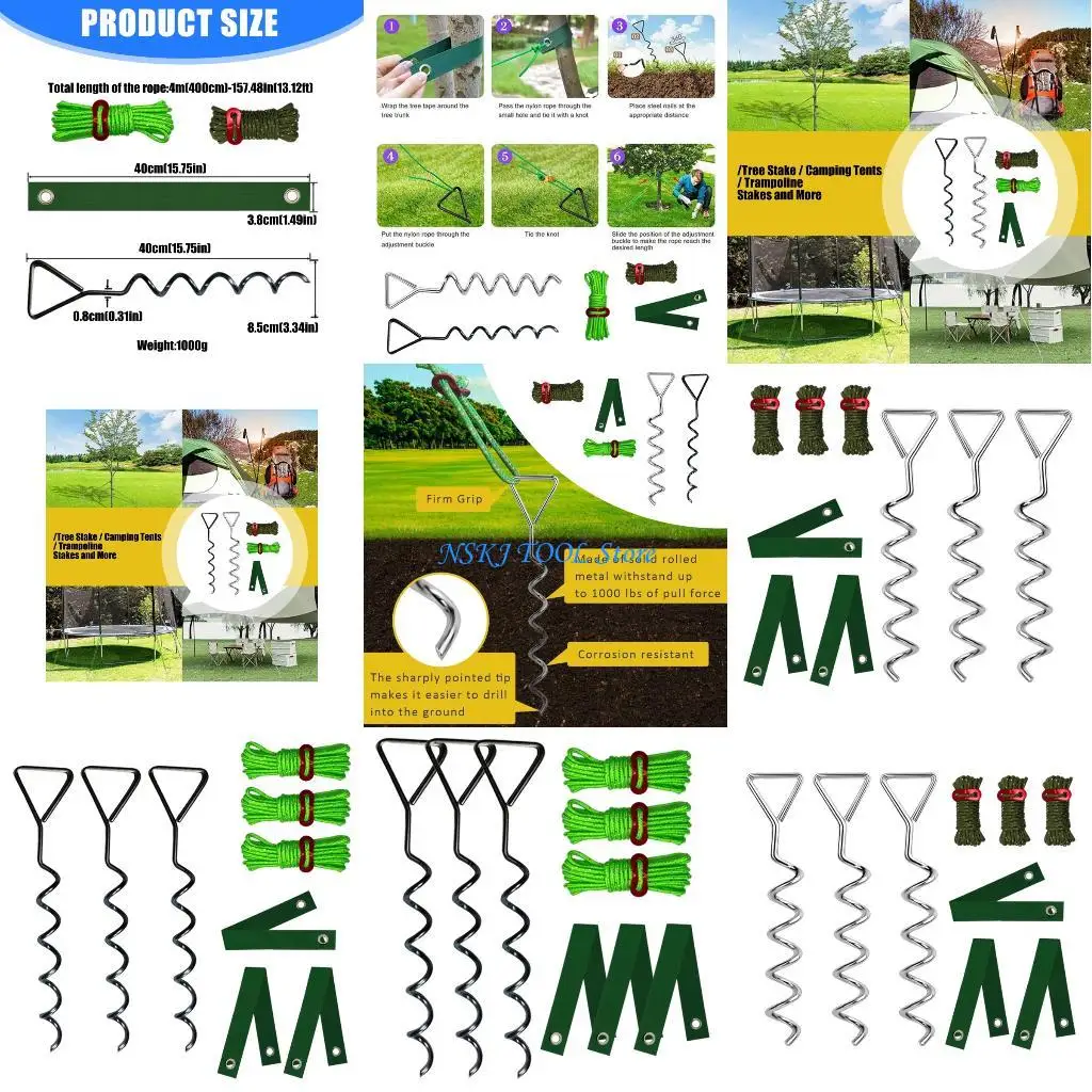 

L8RC Heavy Duty Helical Tree Stakes for Garden Shade Secure Anchoring Various Terrains