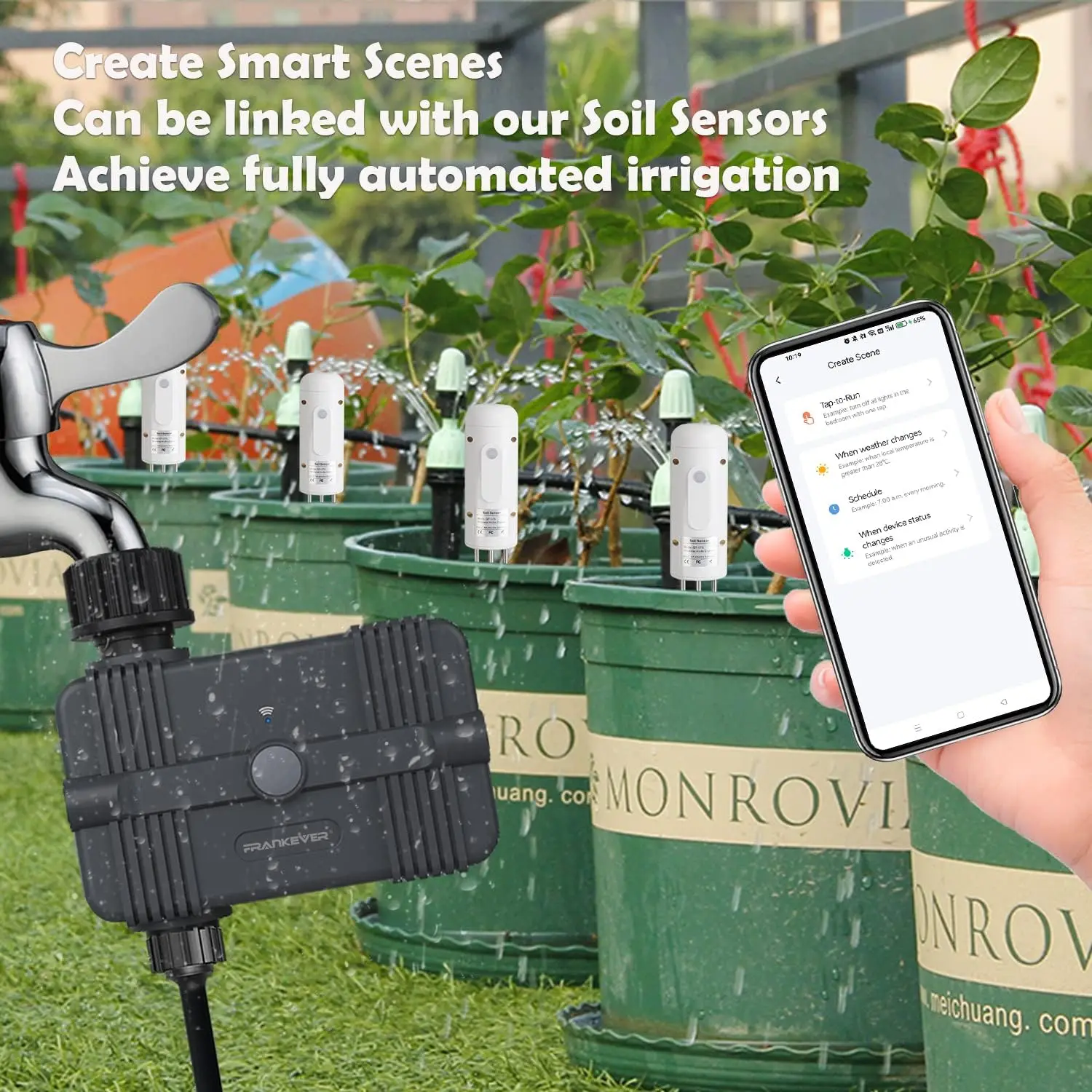 

Smart WiFi Sprinkler Timer: WiFi App Controlled, with Rain Delay/Manual/Automatic Irrigation, Durable Leakproof for Garden/Lawn