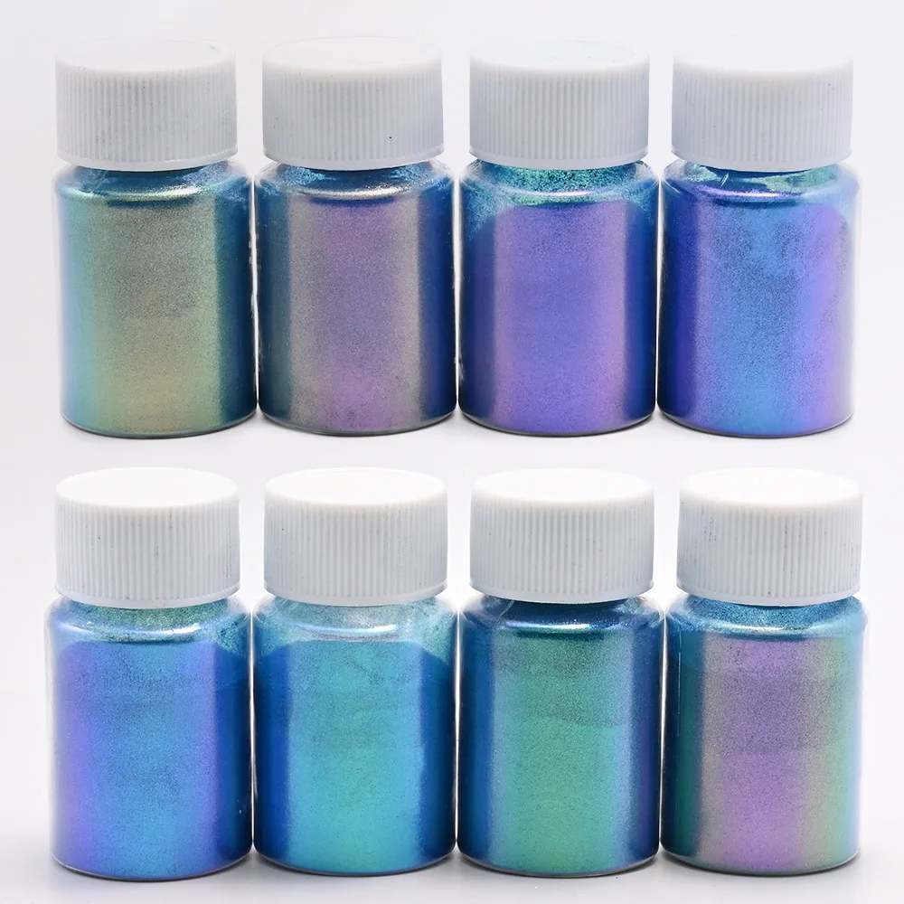 8Colors Laser Chameleon Pigment Powder Micro Laser Nail Art Pearl Powder Pearlescent Mica Epoxy Chrome Resin Nail Art Dust H&*&