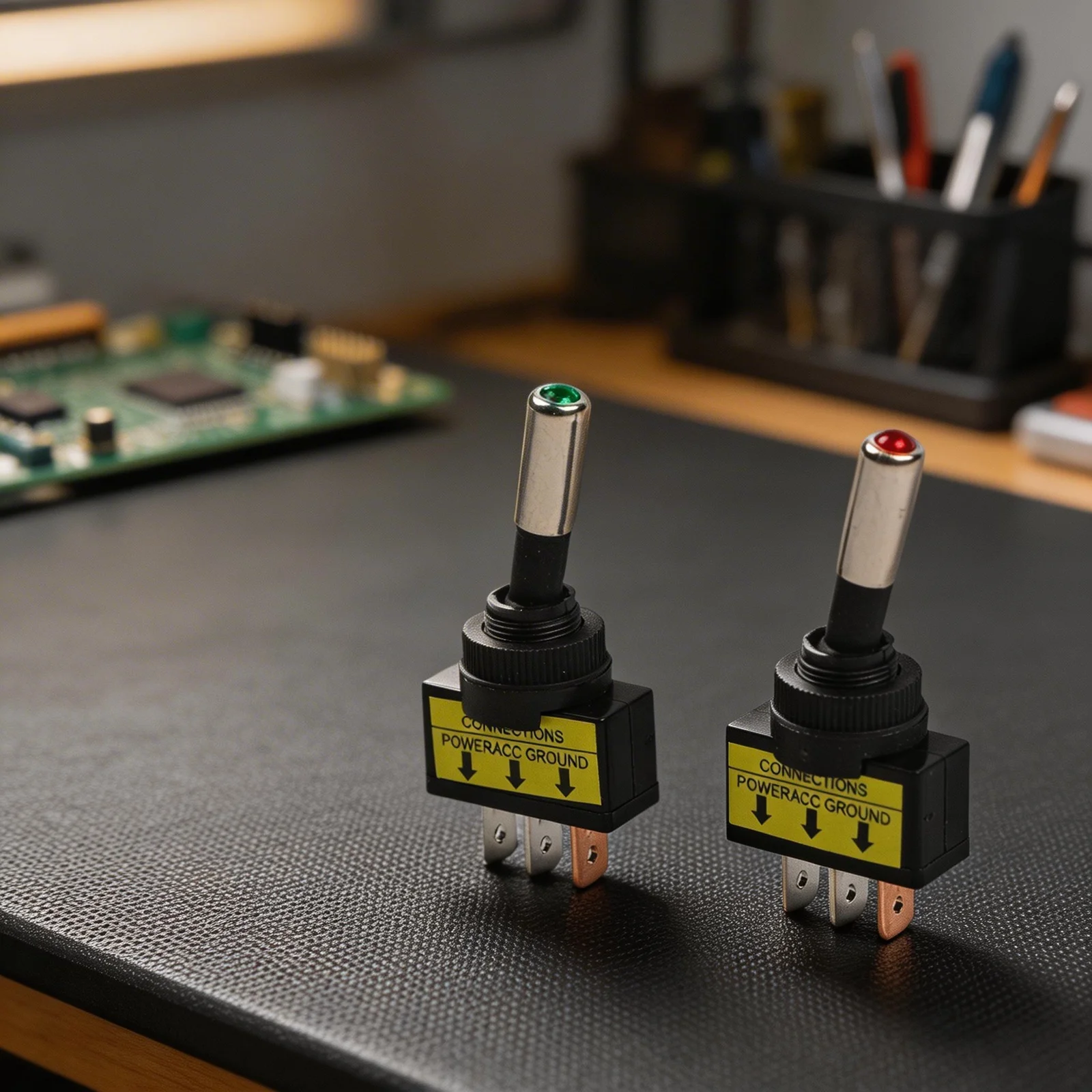 2PCS 12mm SPST For Toggle Switch with LED for 12V DC 20A Automotive Electrical Systems ASW-15D 2Position 3Pin Panel Mount Design