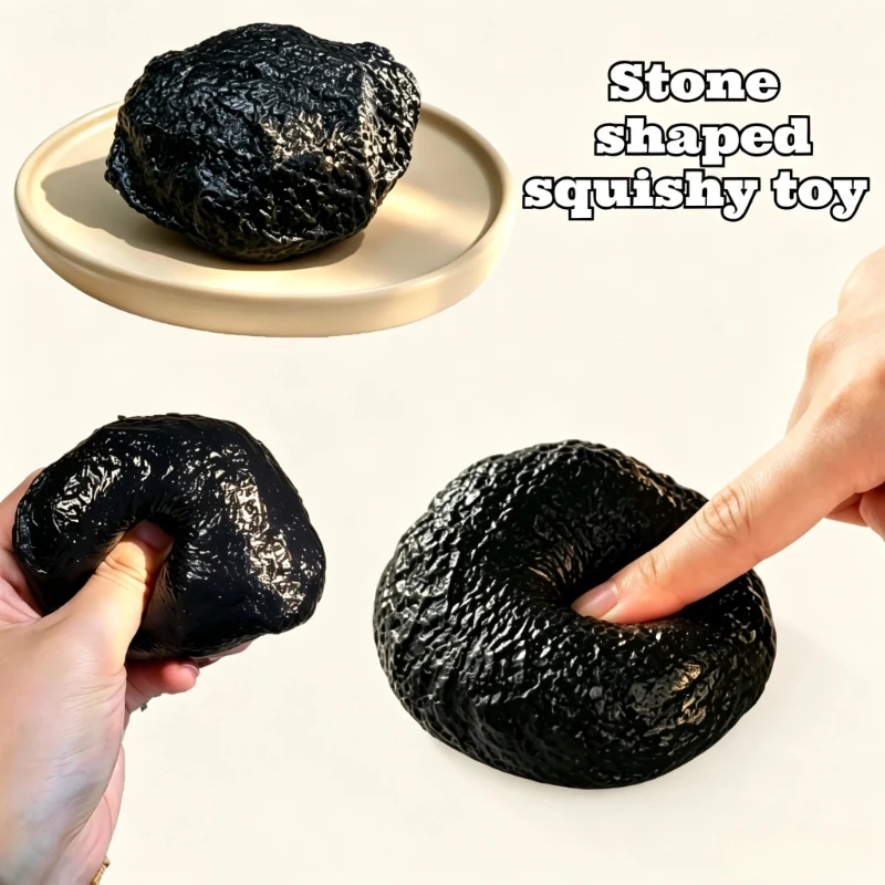 1PC Stone‑Shaped Soft Squeeze Ball Brick‑Filled Sound‑Making ASMR Sensory Fidget Toy for Stress & Anxiety Relief for Adults Only