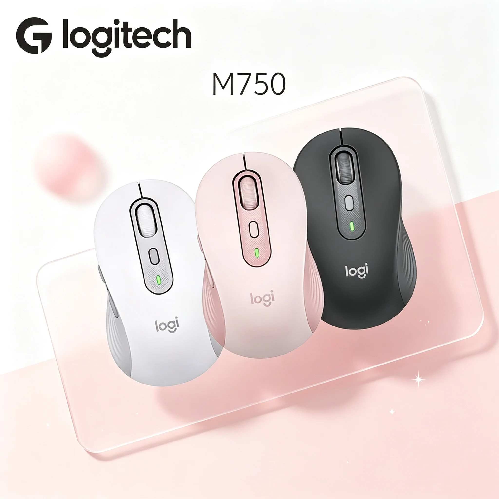Logitech M750 Dual‑Mode Wireless Mouse Bluetooth & 2.4G USB Receiver Ergonomic Right‑Hand Contour Customizable Buttons Mice For