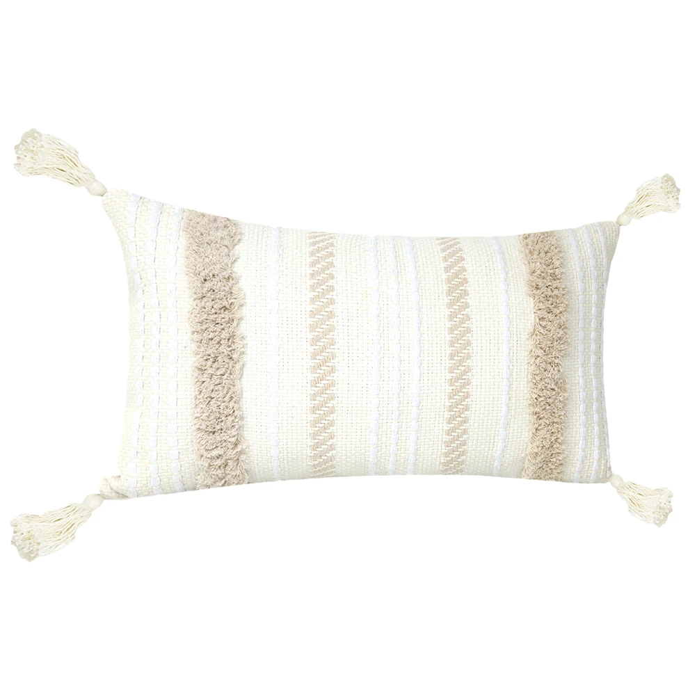 

Cotton Pillow Cover Macrame Throw Pillowcase Tassel Decor Living Room Bedroom Sofa Car Yard Office H made Durability Elegant