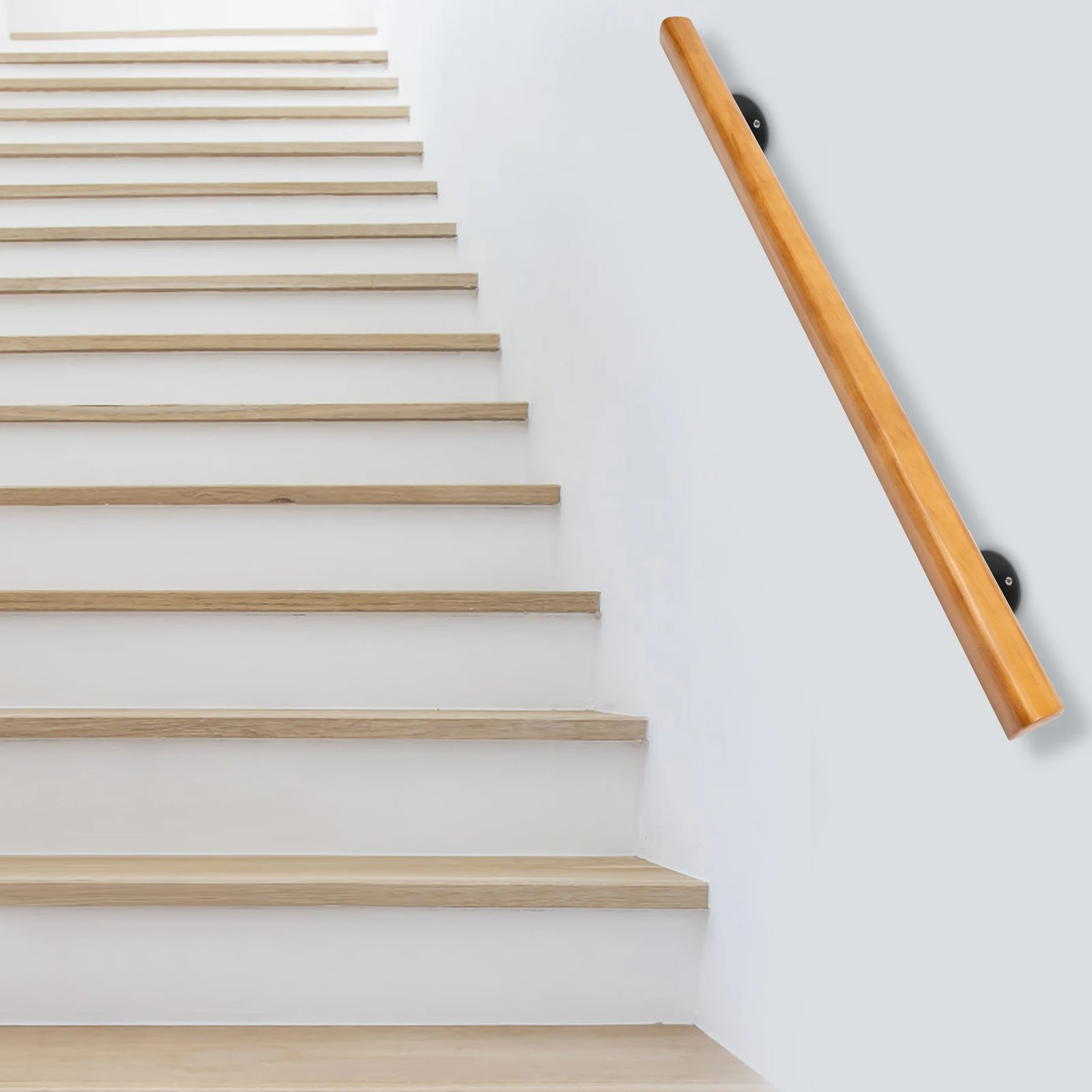 Corrimano per scale in legno massello, corrimano in legno a parete per scale interne, ringhiera per scale antiscivolo di sicurezza, capacità di carico 100 kg+