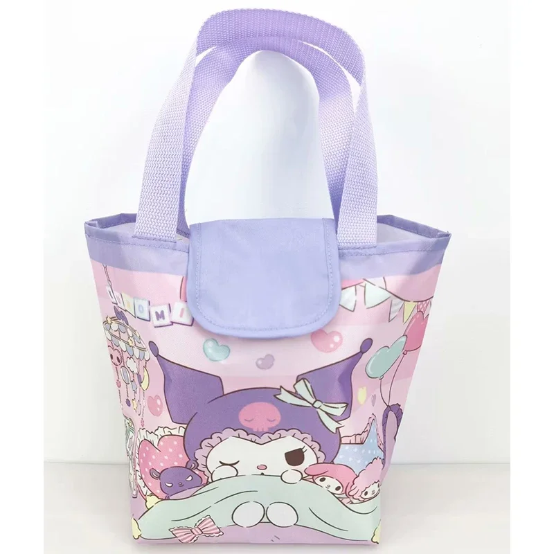 Sanrio Hello Kitty My Melody Kuromi Handbag Canvas Cartoon Large Capacity Girl Heart Portable Tote Bag Kawaii Lunch Storage Bag