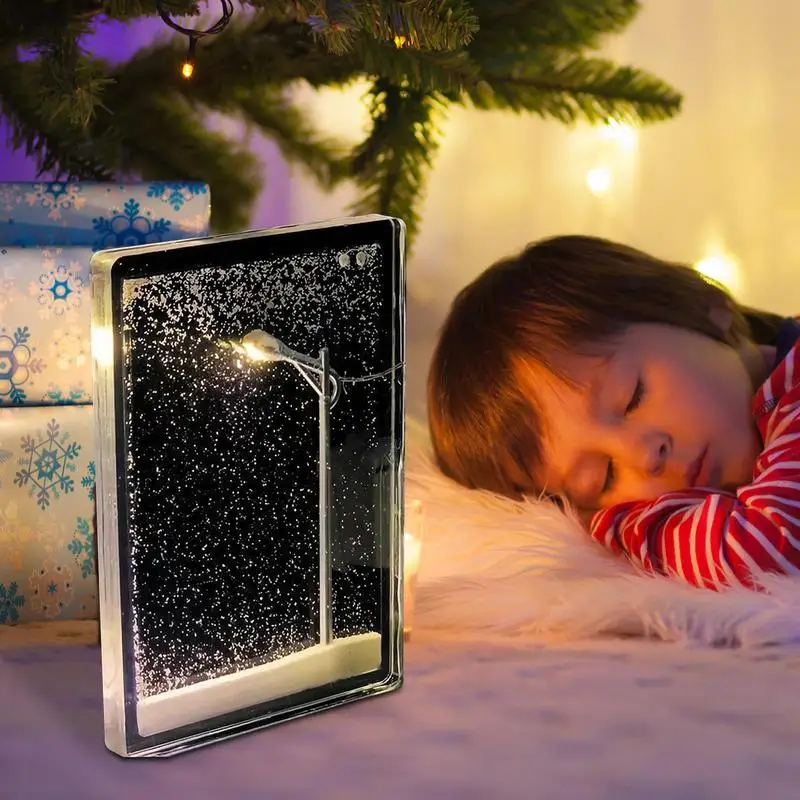 Christmas Snowy Scene Nightlight Snow Simulation Craft Kit Snowy Night Street Lamps Night Light Birthday Toys For Boys Girls