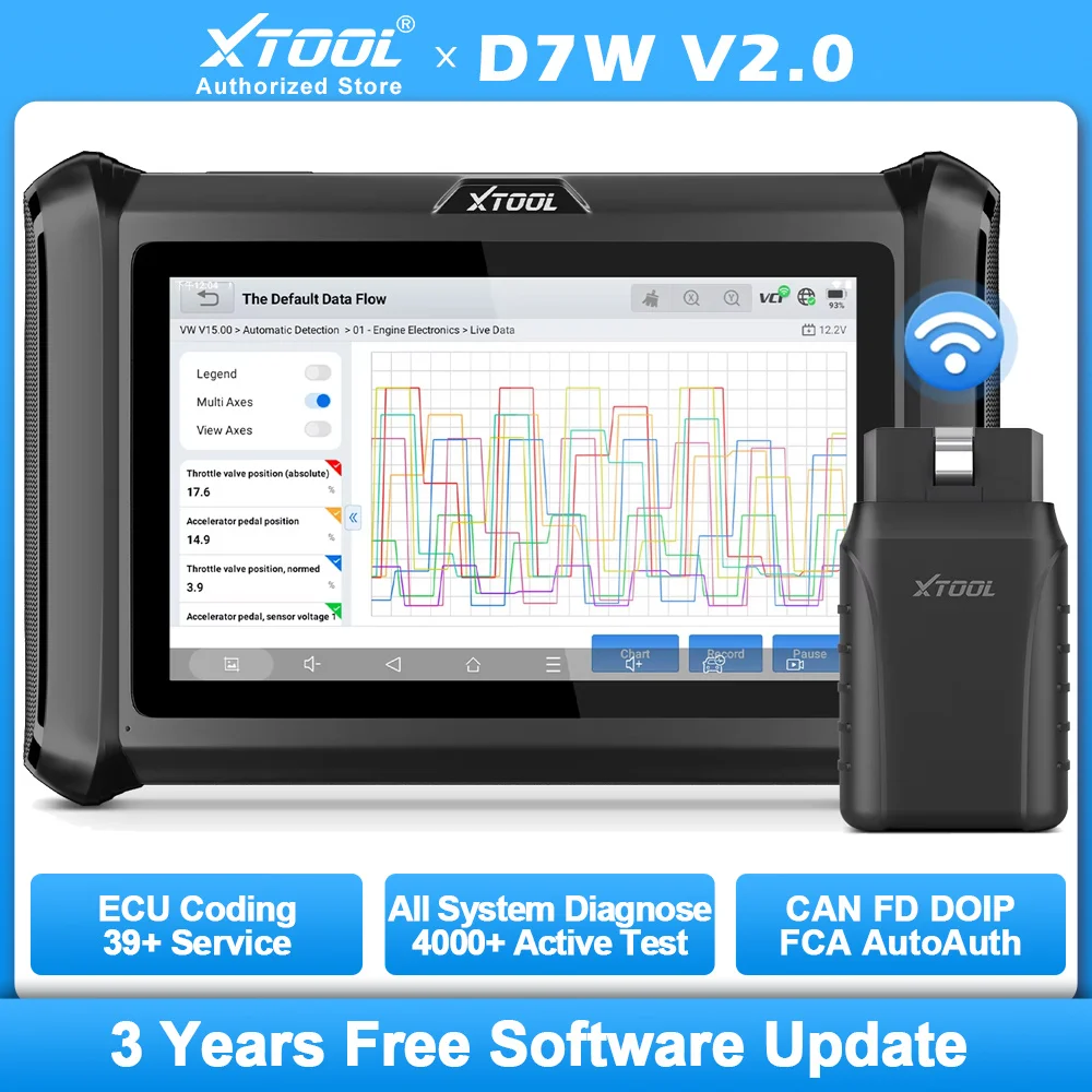 XTOOL D7W BT OBD2 Сканер Автомобильные диагностические инструменты D7 Все системы автомобиля CAN FD DOIP FCA Кодирование ЭБУ Профессиональный сканер 39, сброс