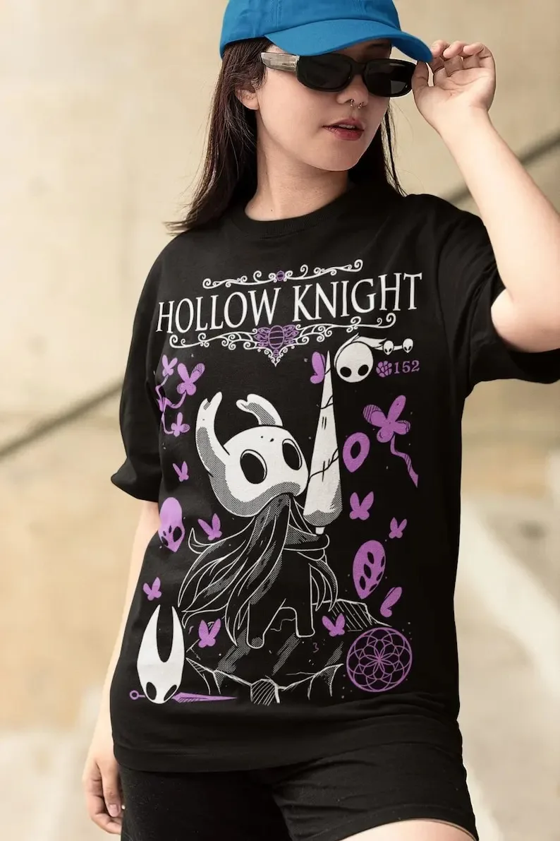 Hollow Knight SilkSong Retro Women Men T-Shirt Indie Game T-Shirt Casual Cotton Top Female Male Clothing High Quality Streetwear