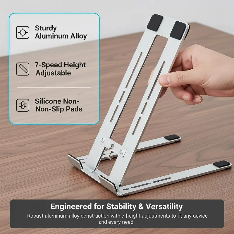 Tablet Stand Laptop Stand Notebook Holder Portable Aluminum Alloy Laptop Cooling Holder Fan Portable Laptop Cooling Holder