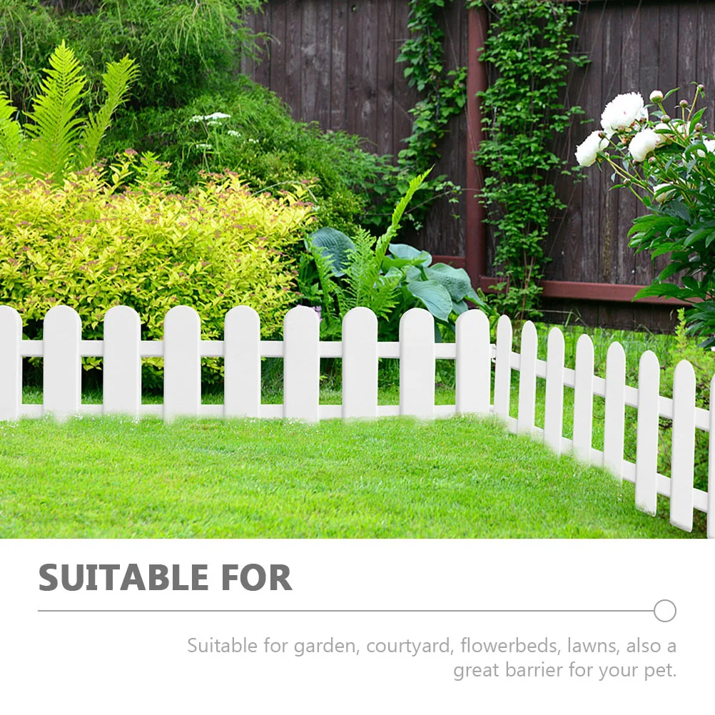 

6 Pcs Plastic Garden Fence Decorative Yard Barrier 50x13cm Lightweight Round Top Outdoor Indoor for Courtyard