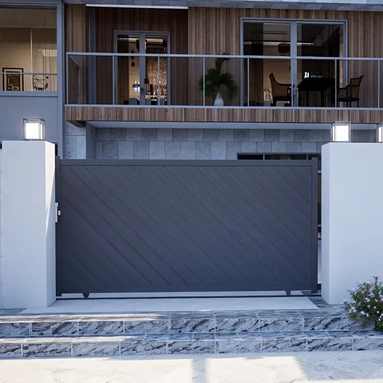 Any Size Custom Aluminum Trackless Sliding Gate Automatic Villa Driveway Security Privacy Heavy Duty Waterproof Rust