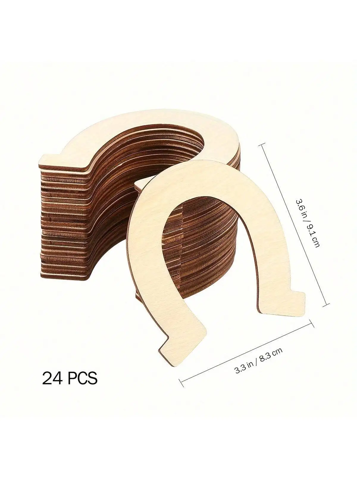 24 Unfinished Horseshoe Wooden Patterns - DIY Paintable Wooden Horseshoe Shapes for Crafts, Decorations and Pendant Making