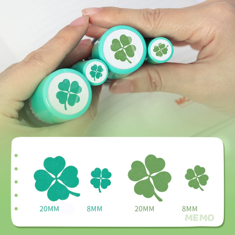 Set of 4pcs Four Leaf Clover Stamp for Scrapbooking , Green Plant Flower Decorative Stamp