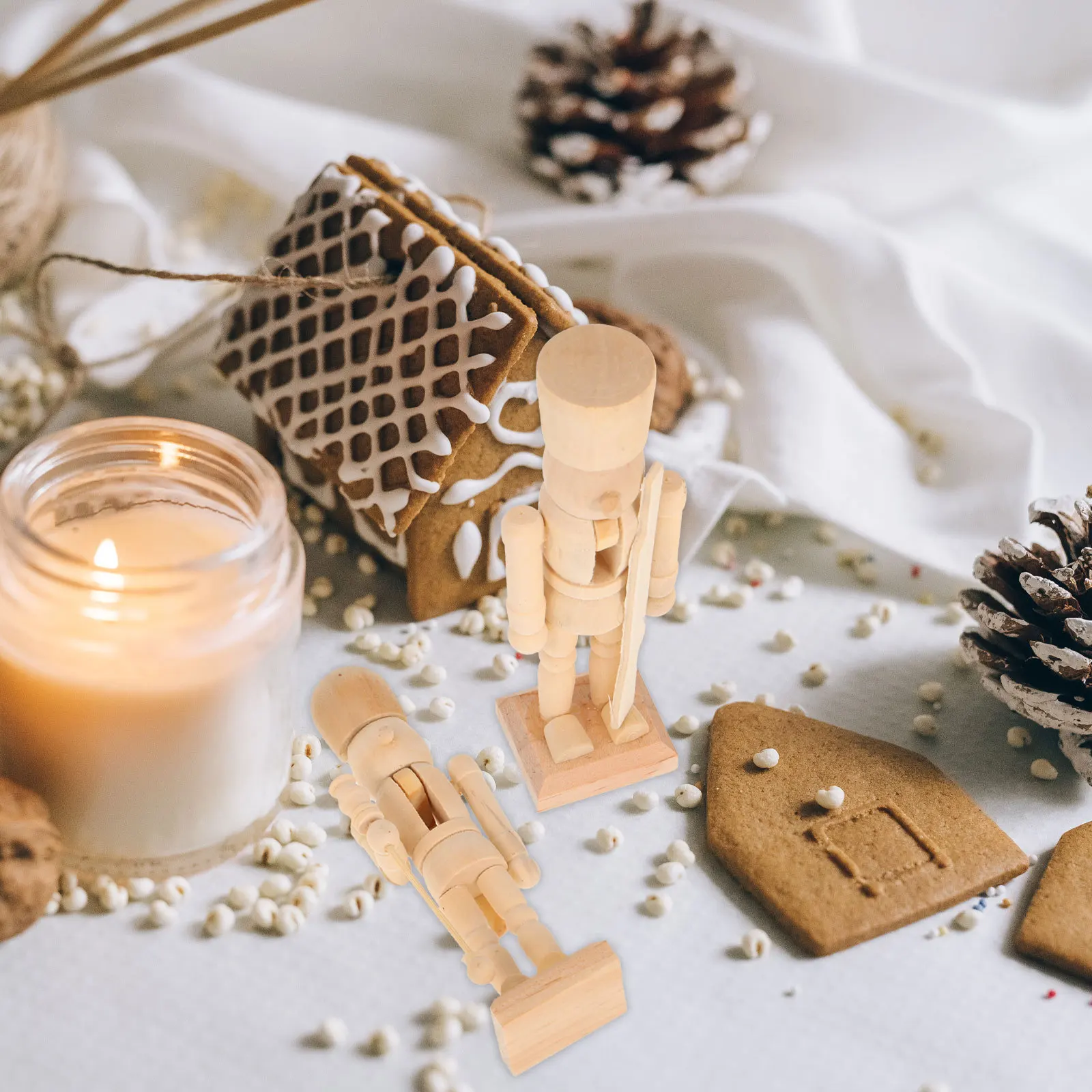 

3pcs Play Christmas Gift Set Ornaments Wooden Soldier Wooden Puppet Nutcracker Ornaments Nutcracker Soldier