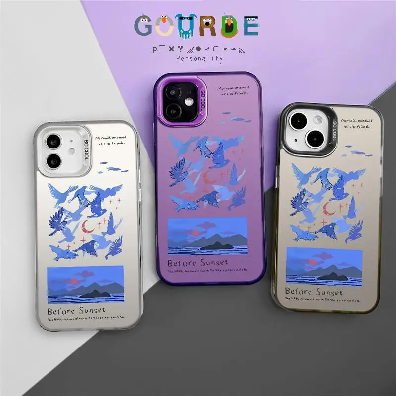

Gourde Sunset Flying Birds Pattern Phone Case for Iphone 16 15 14 12 13 11 Pro Max Ip 14Plus Iphon