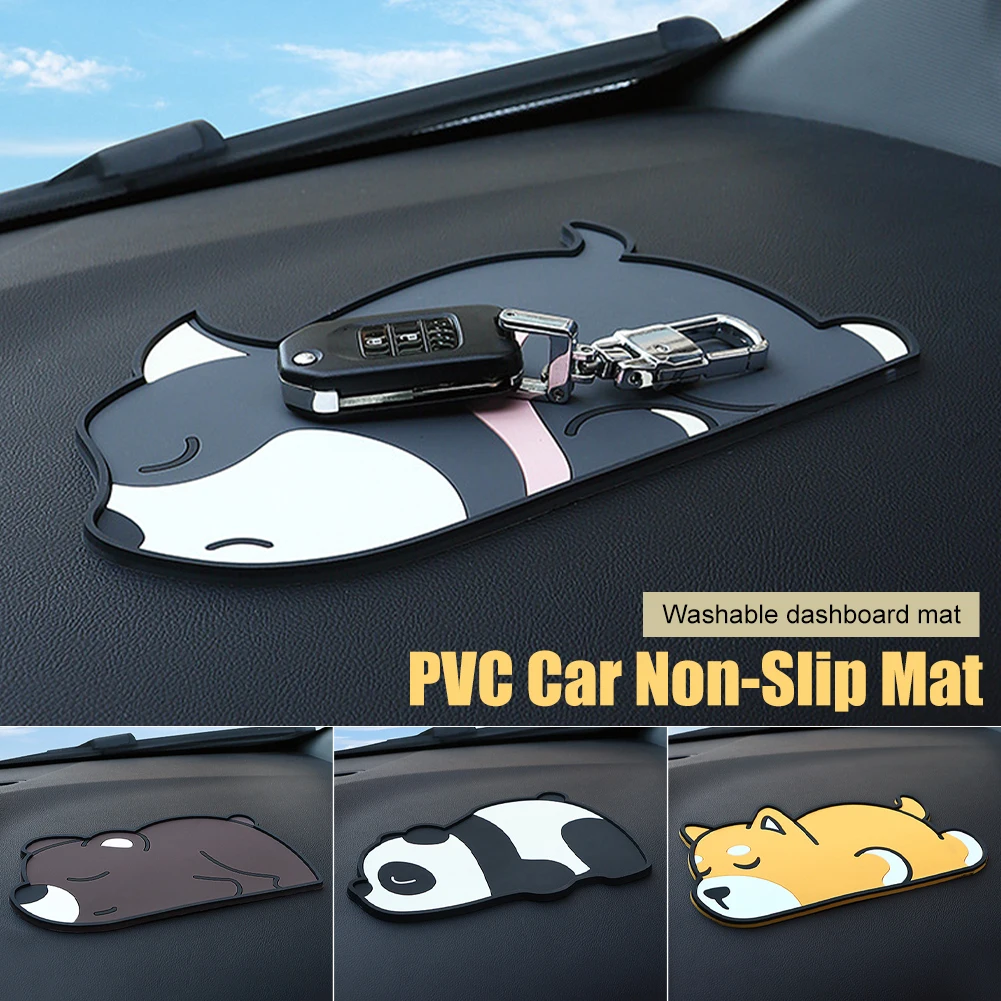 Car Anti-Skid Mat Cartoon Dashboard Non-Slip Phone Pad PVC Mat Heat-Resistant Washable Anti-skid Pad for Phone Key Card Holder