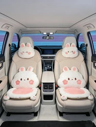 New Cartoon Cute Rabbit Plush Four Seasons Universal Soft Seat Cushion Lumbar Support Car  Headrest Neckpillow