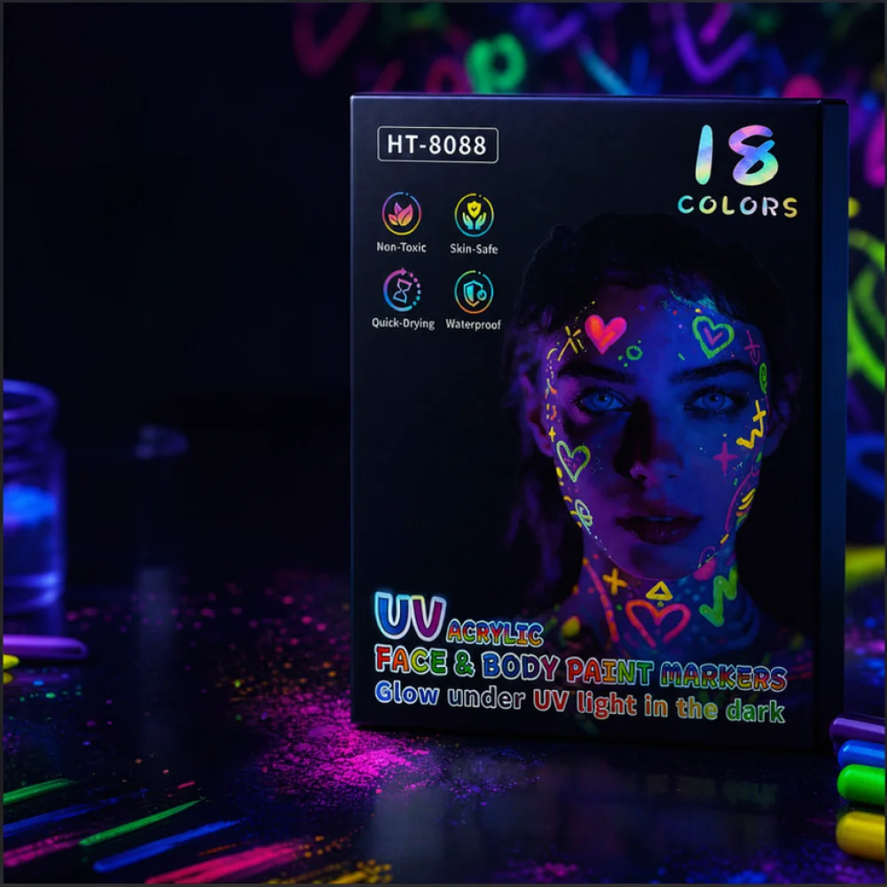 Body Face Paint Markers Glow In The Dark Neon Pigment For Rave Party Stage Performance Cosmetic Art Drawing Creative