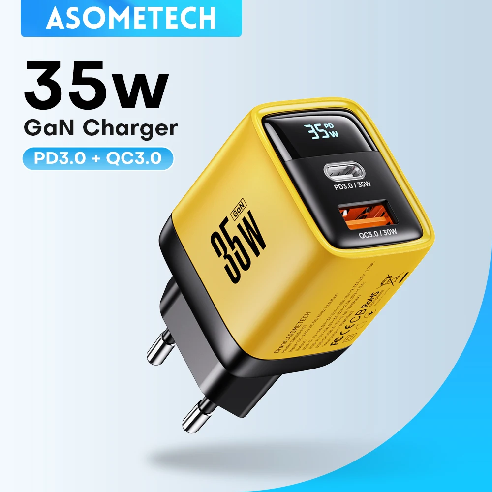 Ładowarka GaN 35 W z wyświetlaczem LED i ładowarką USB do iPhone'a 14 Pro Samsung Xiaomi IPad Pro PD 3.0 QC 3.0 Szybka ładowarka USB C Szybkie ładowanie