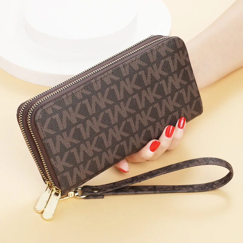 Long Wallets for Women, Double Zipper Clutches, Purse with Big Letter, Wristlet Wallet, Phone Holder, Card Holder, Lady, Fashion