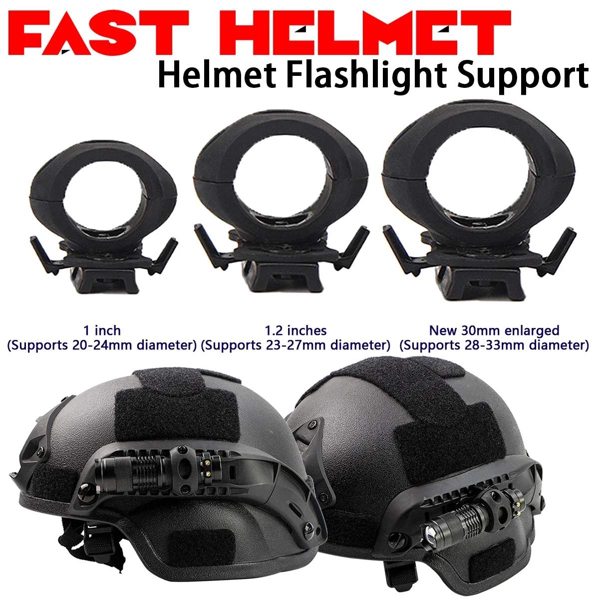 Hełm taktyczny specjalne oświetlenie latarka wsparcie szybki zacisk na kask Adapter Outdoor kolarstwo sportowe uchwyt na reflektor 1/1,2 cala