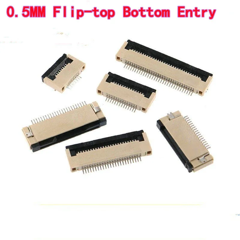 

10 шт. разъемы FPC с шагом 0,5 мм, выдвижные, верхний вход, выдвижные, нижний вход, откидные, нижний вход, 4/6/8/10/20/24/30/40 контактов
