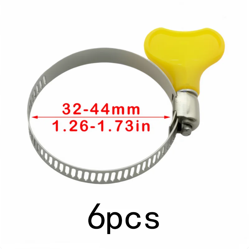 6 pcs 32-44mm Handle Pipe Clamps, Stainless Steel Material for Home Water Pipe Fixing, Multipurpose, Versatile