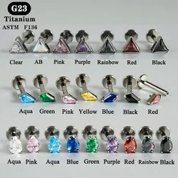1PC ASTM F136 Titanium Geometry Thick Claw CZ Labret Ear Lobe Helix Tragus Cartilage Studs Lip Piercing Jewelry 1.2x8mm