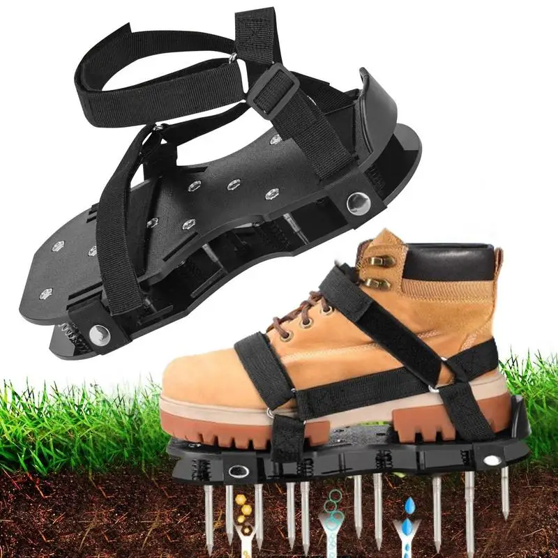 1 Pair Grass Spiked Gardening Walking Revitalizing Lawn Aerator Sandals With Spring Base Nail Shoes Yard Garden Tool