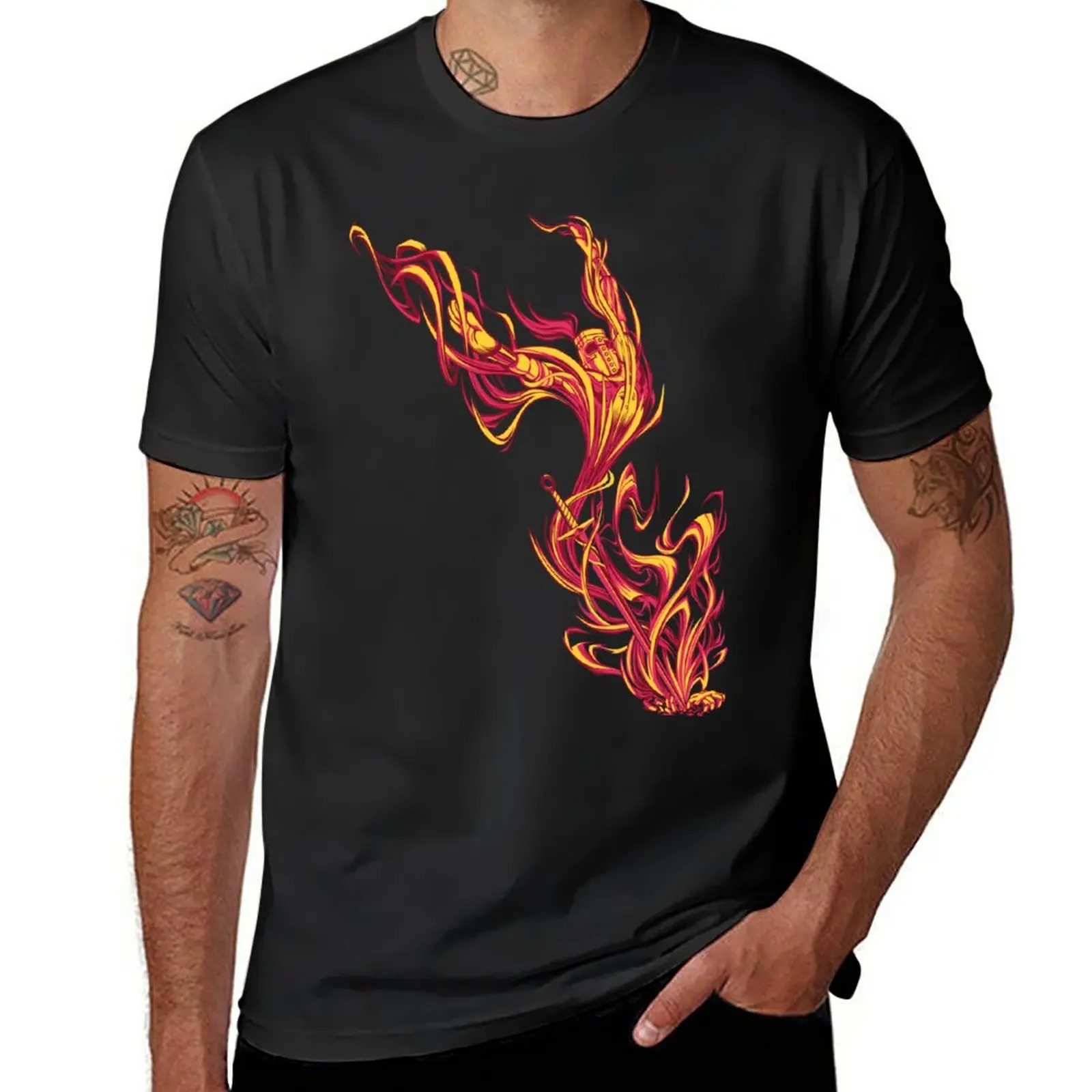 New Knight Solaire from the hit video game series Dark Souls appears through the flames of the iconic Bonfire in an unca T-Shirt