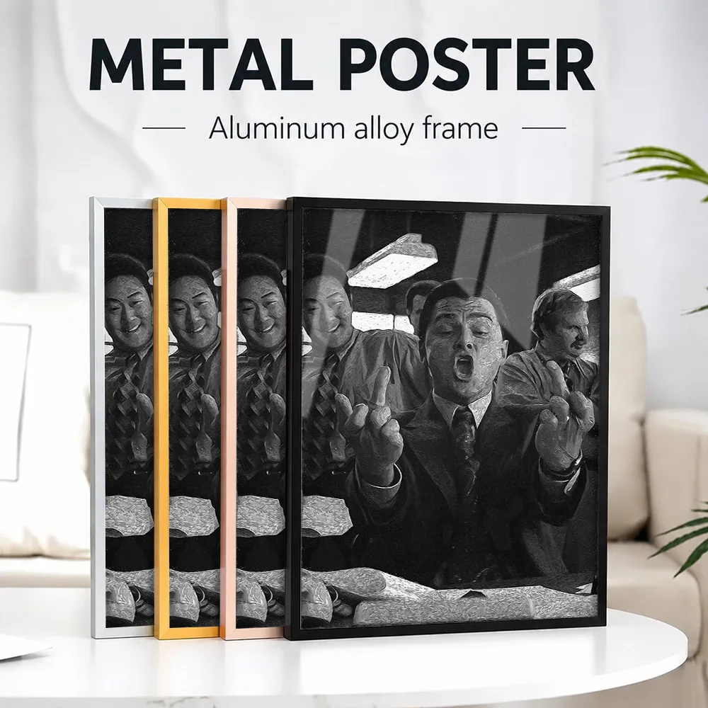Leo Finance Wolf Framed Metal Print Customized Photo Classic Hollywood Style Wall Art For Entertainment Room Cinema Lover Gift