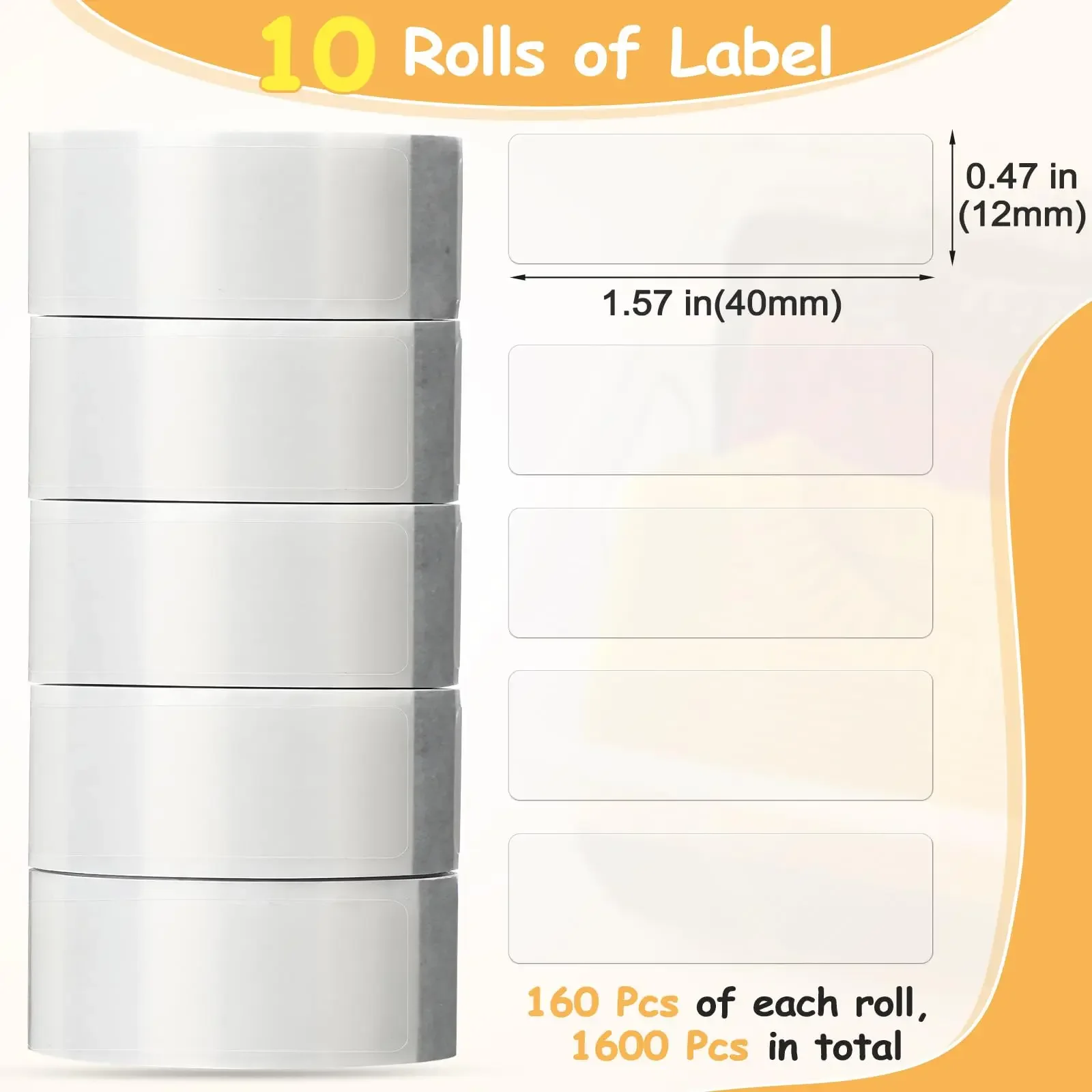 10Rolls Transparent Label 0.47" x 1.57"Thermal Sticker High Quality Compatible With D30 Label Makers For Office Supplies Kitchen