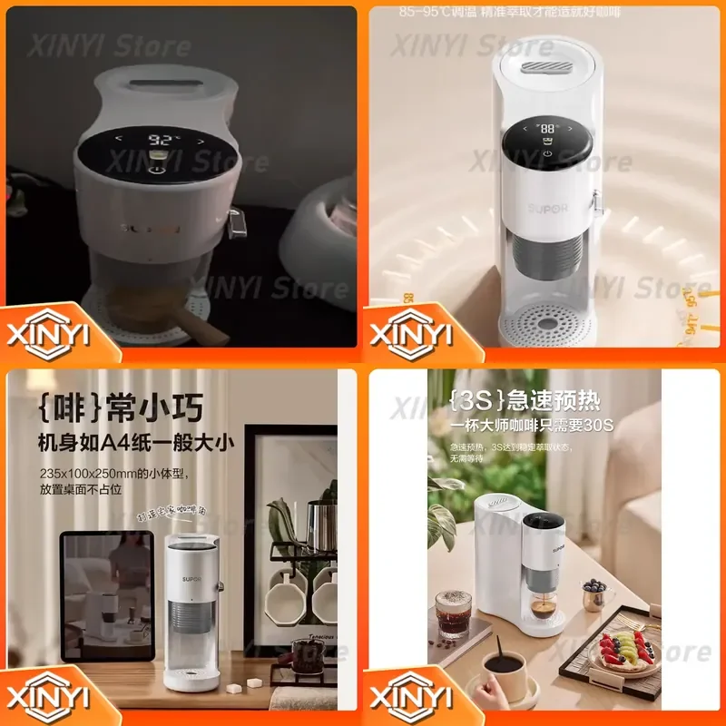 for SUPOR 220V Semi Automatic Espresso Coffee Machine Compact Portable for Home Office Americano CQ