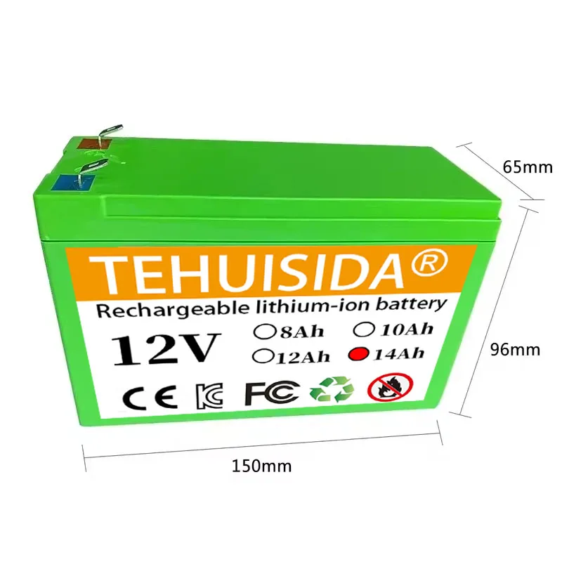 original 12V 14Ah 18650 Battery Pack 18650 Li-ion Battery Recharable Solar Storage Battery Electric Lighting with 12V 3A Charger
