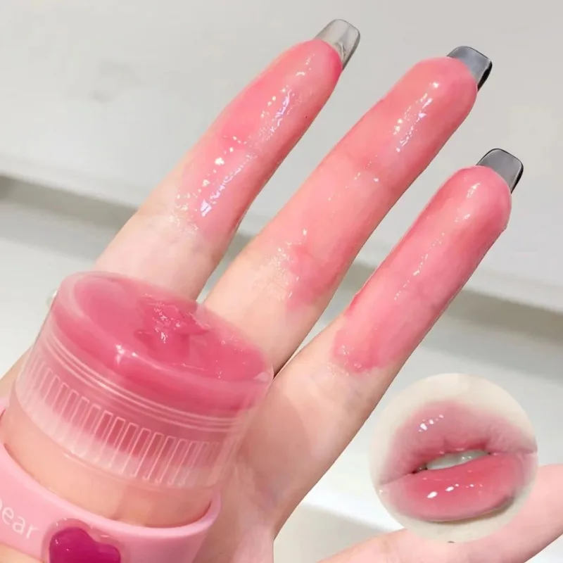 Roterende Kristallen Lippenbalsem Jelly Roze Effen Lipgloss Hydraterende Waterige Gekleurde Lippenpasta Hydraterende Getinte Lip Primer Make-Up