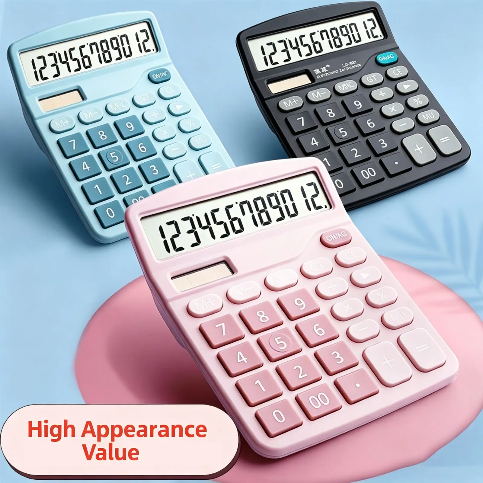 12 Digits Real Solar Calculator Dual Power Supply Large Screen Financial Accounting Desktop Computer Office Supplies Calculator view 2