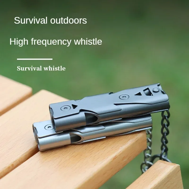 Portable whistle 120 db aluminum alloy double tube lifesaving emergency SOS safety survival whistle outdoor EDC Tool