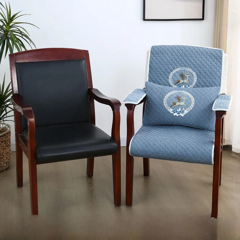 

Real Wood Chair Cover Office Meeting Hotel Chinese Sle Cuion Cover Armchair Protector Slipcover with Armrests