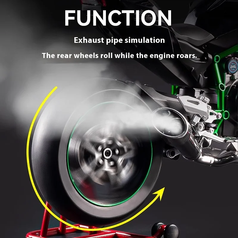 نموذج سيارة كاواساكي H2R لسباق الدراجات النارية على الطرق بمقياس 1:6 مع ميزات الصوت والضوء، ديكور عرض ديناميكي #4