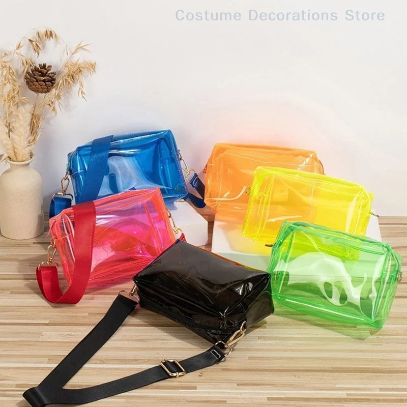 PVC Colorful Glossy Surface Cosmetic Bag Large Capacity Transparent Makeup Bag Travel Clutch Bag Wash Pouch Pen Bag Handbag