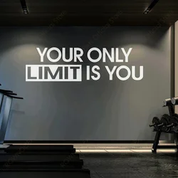 Your Only Limit Is You Citations Gym Studio Decor Wall Sticker, Home Gym, Fitness Decals, Motivational Workout Wallpaper, Peintures murales, 4890