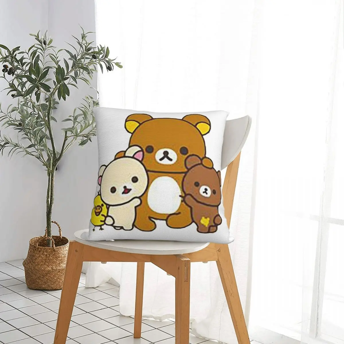 Rilakkuma Pillowcase Polyester Cushion Cover Decorative Kawaii Korilakkuma Pillow Case Cover Home Zipper 18'