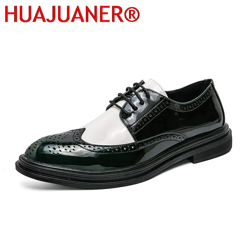 

New Spring Autumn Men Casual Shoes Fashion Green Wedding Dress Oxford Shoes For Men Comfortable Male Business Brogue Footwear