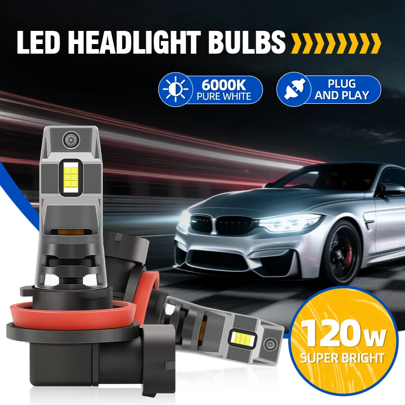2PCS 15000LM H8 H9 H11 LED Scheinwerfer Birne 6000K Weiß 3570 CSP Chips Auto Auto Glühbirnen plug & Play
