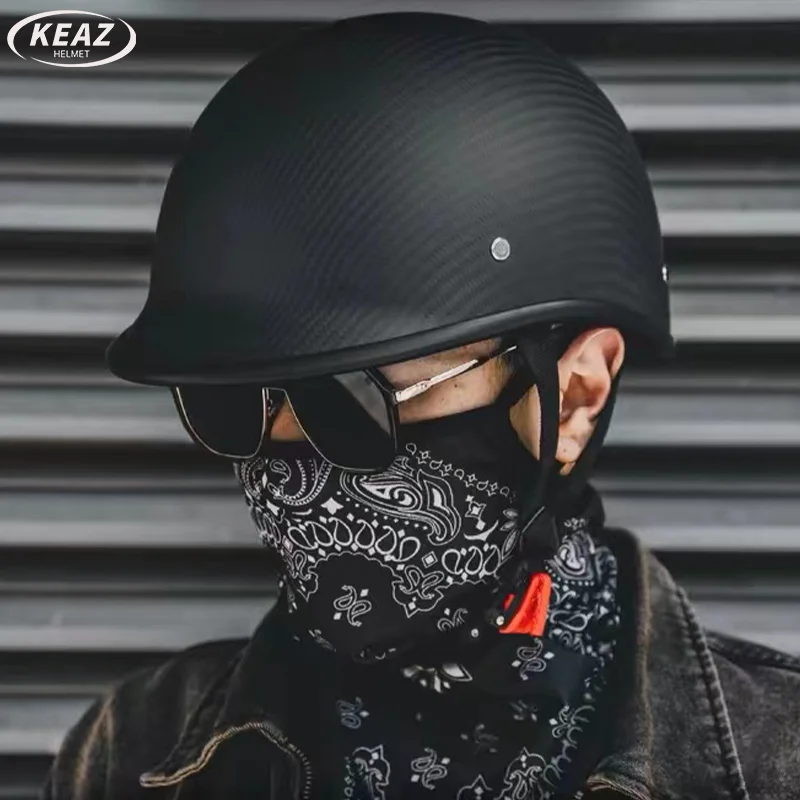 

New Trend Half Face Helmet Retro Carbon Fiber Motorcycle Helmets Men Cafe Racer Casco Moto DOT Certificated Capacete﻿