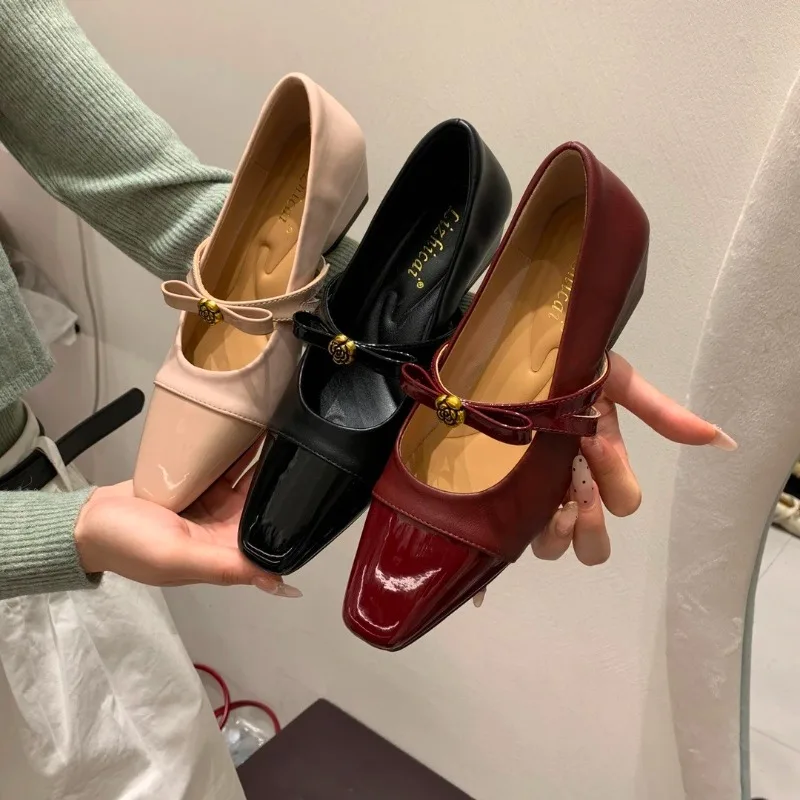 

Square Toe Mary Jane Shoes Women 2026 Spring and Autumn New Fashion and Versatile Temperament Black Single Shoes