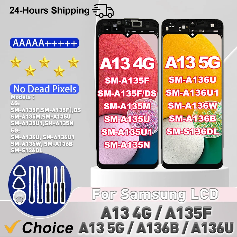 IPS For Samsung Galaxy A13 4G LCD SM-A135F SM-A135M Display Touch Screen Replace For Samsung A13 5G LCD SM-A136U SM-A136B