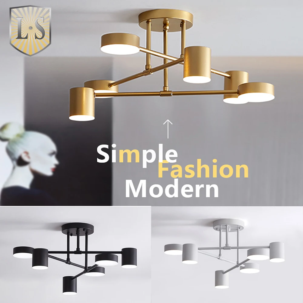 Lámpara colgante nórdica moderna, lámpara LED de techo, lámparas de montaje semiempotrado, candelabros de hierro industriales, decoración del hogar