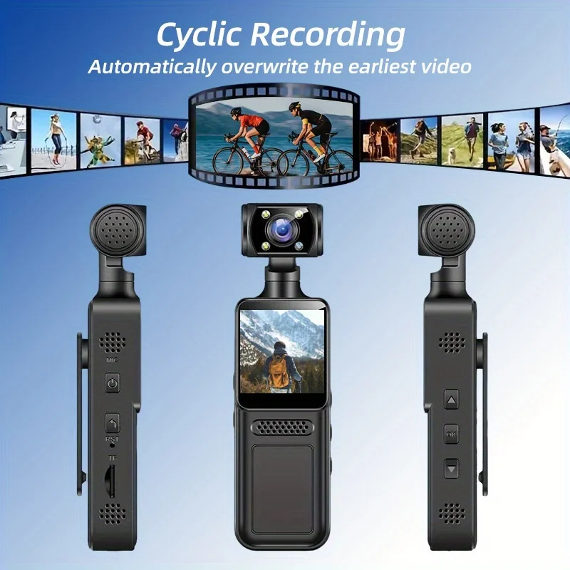 4K-Action-Kameras, Taschenkamera, 2K HD, tragbar, Nachtsicht, Sport, DV, digitales Video, Fitness-Enthusiasten-Recorder, 360° drehbar