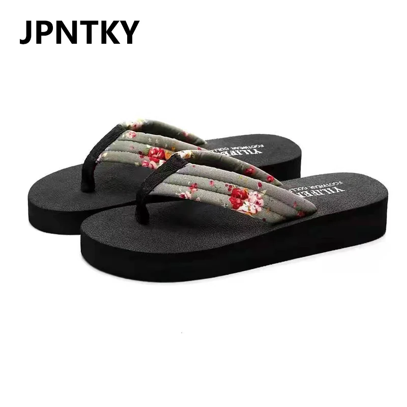 Fashion Flip Flops Beach Women Shoes Slippers Flat Open Toe Floral Slipper Summer Sandals For Woman Flat Slide Indoor House